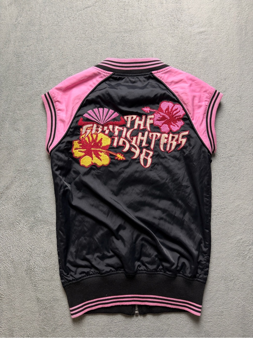 Diesel Pink & Black Embroidered Bomber Vest Jacket - Picture 5 of 5
